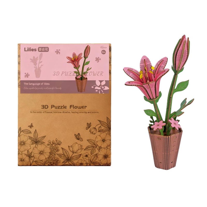 3D wooden building block rose bouquet handmade Valentine's Day gift, birthday gift for girls, flower potted plant toy